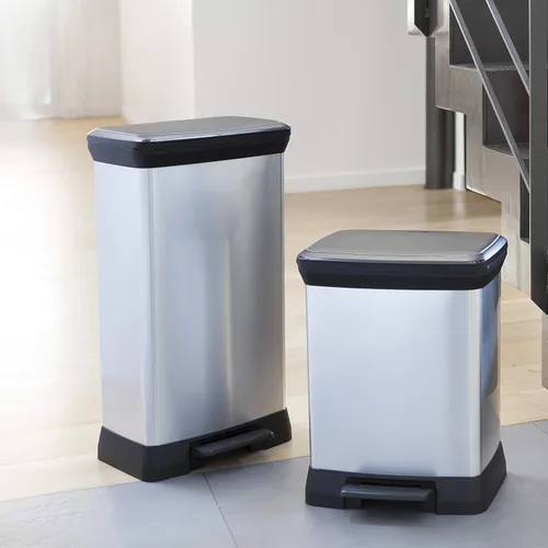 Vista 12 de Curver Tapa en acero inoxidable como acabado, reciclaje perfecto para uso doméstico en interiores para eliminación de basura, 50 litros, metálico