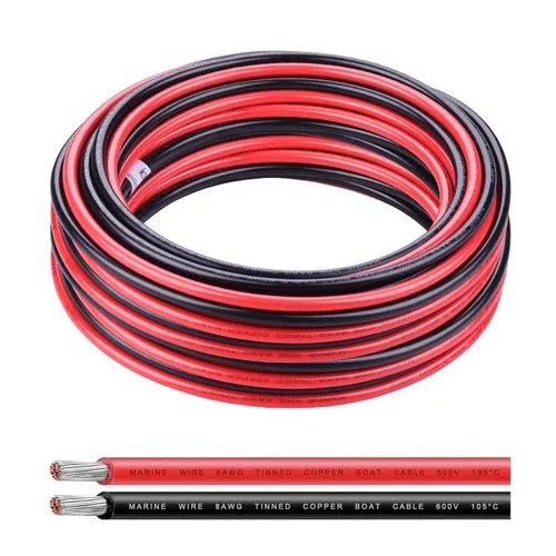 Vista 12 de Cable de calibre 6, iGreely 10 pies negro y 10 pies rojo 6 AWG cable eléctrico de cobre estañado, 2 cables aislados de un solo conductor trenzado