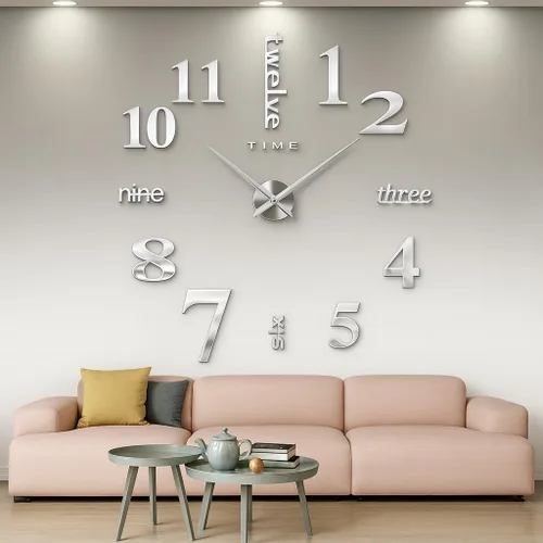 Vista 7 de Reloj de pared grande, 3D, sin marco, para hacerlo usted mismo.