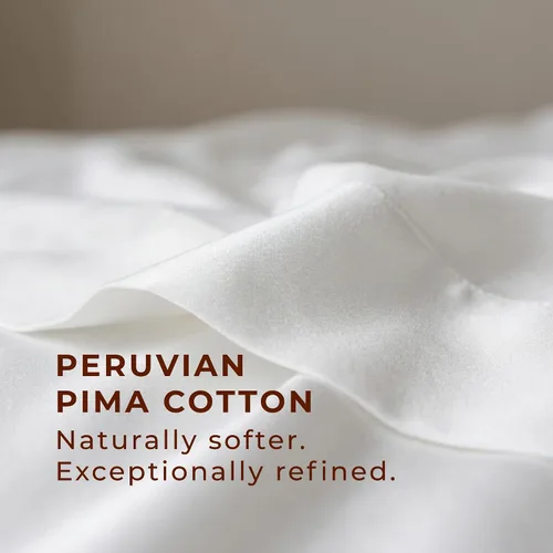Vista 7 de Perú Pima – Juego de sábana de cama de 285 hilos – 100 % algodón peruano Pima – De percal Blanco
