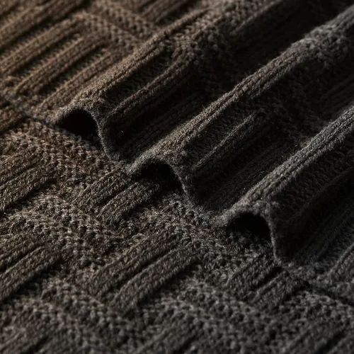 Vista 8 de Aormenzy Manta acrílica suave y acogedora, tejido de cable para sofá, cama, color negro (1.7 libras)