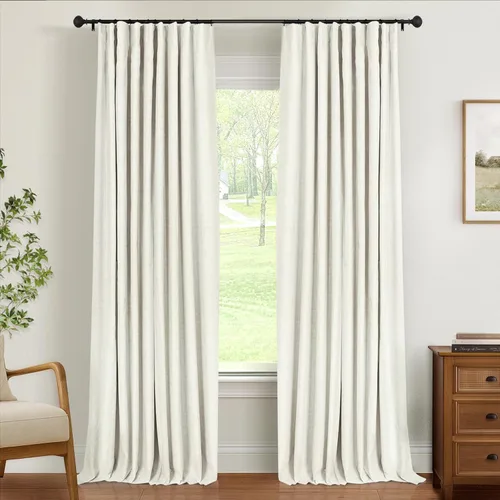 Vista 15 de INOVADAY Cortinas térmicas para puerta corredera 100% opacas para dormitorio, cortinas de puerta corrediza de vidrio extra anchas para patio, lino