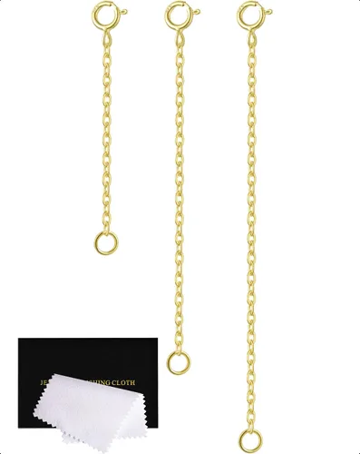 Vista 13 de Extensores de collar para mujer, extensor de pulsera de oro, extensión de joyería de cadena dorada para tobillera para mujer, juego de 2 piezas