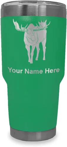 Vista 7 de LaserGram Vaso aislado al vacío de 20 onzas, alce, grabado personalizado incluido (negro)