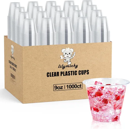 Vista 10 de Lilymicky Paquete de 200 vasos de plástico transparente de 9 onzas, vasos desechables de plástico de 9 onzas, transparentes, para fiestas