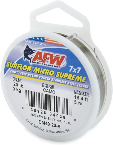 Vista 16 de American Fishing Wire Surflon Micro Supreme Nylon recubierto 7x7 de acero inoxidable, líder en alambres anudables para pesca en agua salada, pesca