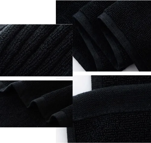 Vista 5 de JININQ Toallas de mano de 2 piezas de 700 GSM, 100% algodón para baño, cocina, belleza, spa, gimnasio, toalla facial para el hogar, toallas Negro