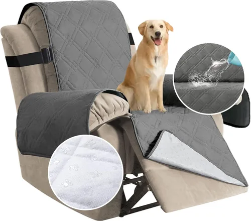 Vista 8 de H.VERSAILTEX - Funda protectora para sillón reclinable 100% impermeable, acolchada, con correa elástica y parte posterior con huellitas de silicón