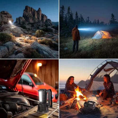 Vista 6 de VAVOFO Linterna LED recargable de 2000LM 10000mAh, linterna esencial de campamento, atenuación continua, IP66 impermeable, luz de larga duración