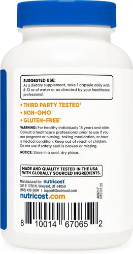 Vista 4 de Nutricost L-Carnosina 500 mg, 120 cápsulas - Sin gluten y sin OMG