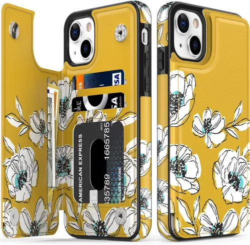 Vista 112 de LETO para iPhone 15 Pro Funda tipo cartera - Tapa tipo folio con patada - Diseños de moda - Tarjetero - Funda protectora para mujeres y niñas - 6.1