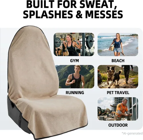 Vista 2 de Leader Accessories Toalla impermeable para asiento de coche, cubo delantero Toalla Beige 1pcs