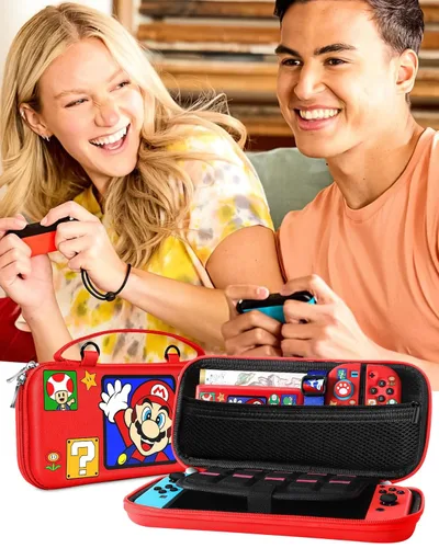 Vista 6 de for Nintendo Switch 9 in 1 Storage Accessories Kit with Travel Carrying Case+Switch Protective Cover+Game Case Holder+Strap+Sticker+2 Joycon