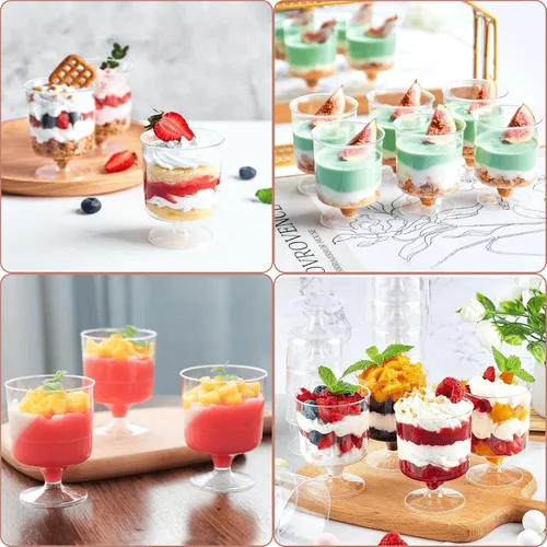 Vista 7 de Youeon Paquete de 50 mini vasos de postre de plástico con cucharas, taza de postre transparente de 5 onzas, tazas pequeñas para postres, aperitivos