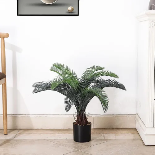 Vista 5 de Nearly Natural - Planta artificial Cycas de 20 pulgadas (18 hojas), palmera de sagú Revoluta falsa para interiores, hogar, jardín, oficina, tienda