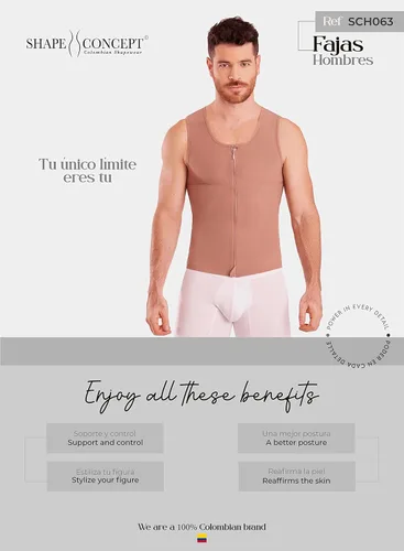 Vista 7 de SHAPE CONCEPT 062 063 Fajas Colombianas para Hombres Mens Faja Alta Compresión Garmen Shapewear Body Shaper para Hombres