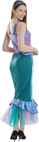 Vista 5 de ReneeCho Disfraz de sirena para mujer vestido de cola de sirena de Halloween disfraz de adulto
