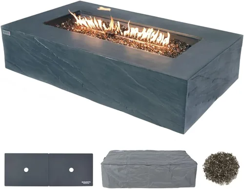 Vista 13 de Roraima - Chimenea de hormigón de 40 x 40 pulgadas, para exteriores, incluye hogueras modernas de vidrio y chimeneas al aire libre para jardín