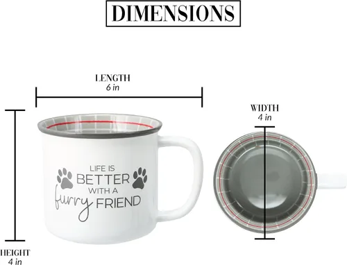 Vista 5 de Pavilion Gift Company - Life Is Better With A Furry Friend - Taza de café de 18 onzas para gatito, cachorro, felino, K-9, gato, perro, amante