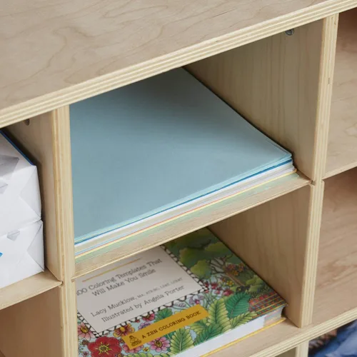 Vista 10 de ECR4Kids Gabinete de abedul para bandejas de almacenamiento para el aula, recipientes