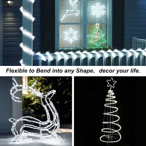 Vista 9 de JMEXSUSS Cuerda de luces LED de 100 luces LED que funcionan con pilas, resistente al agua, 33 pies, 8 modos, luces de batería al aire libre