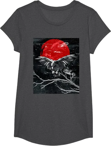 Vista 76 de Red Moon Raven - Camiseta japonesa de cuervo negro, Negro, S