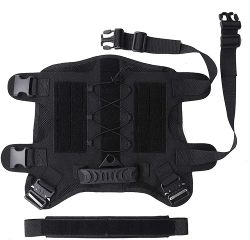 Vista 5 de Arnés para perros medianos y grandes, arnés táctico para perro con bolsa Molle, chaleco de servicio ajustable con hebilla de metal 3X con panel