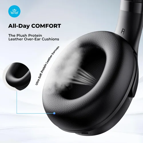 Vista 4 de havit Auriculares con cancelación activa de ruido, auriculares inalámbricos sobre la oreja, auriculares plegables Bluetooth 5.3 sobre la oreja