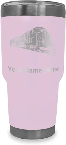 Vista 16 de LaserGram Vaso aislado al vacío de 20 onzas, tren de carga, grabado personalizado incluido (negro)