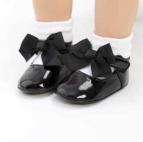 Vista 3 de WILLFUN Zapatos planos Mary Jane para bebés y niñas con lazo, vestido de princesa, zapatos de cuna, suela de goma suave antideslizante