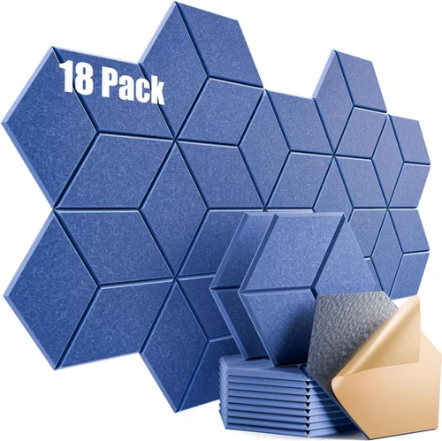Vista 141 de Paquete de 12 paneles acústicos autoadhesivos de 12 x 10 x 0.4 pulgadas, paneles de espuma a prueba de sonido con alta densidad, elegante diseño