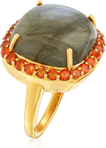 Vista 3 de Ross-Simons Anillo de labradorita y citrino naranja de 1.00 qt t en oro de 18 quilates sobre plata esterlina