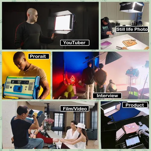 Vista 6 de Panel de luz LED para video y fotografía, DF DIGITALFOTO Helios regulable bicolor 3200K-5500K YouTube Lighting CRI95+ 100W luces de estudio