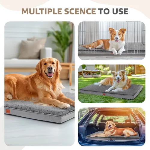 Vista 5 de Cama ortopédica para perros grandes, cama impermeable para perros con funda extraíble lavable y parte inferior antideslizante, colchón de espuma