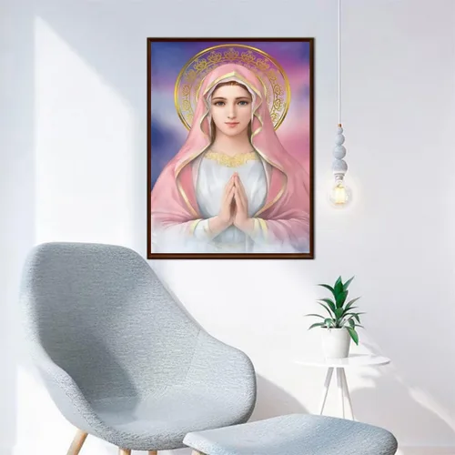 Vista 3 de UPABLUNSO Kit de pintura de diamantes para adultos, Virgen María, cristiana, religiosa por números, arte de gemas para decoración de pared