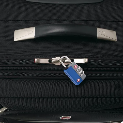 Vista 2 de SwissGear Cerradura de equipaje combinada de centinela de viaje aprobada por la TSA con combo reiniciable e indicador de inspección, Azul, Cerradura