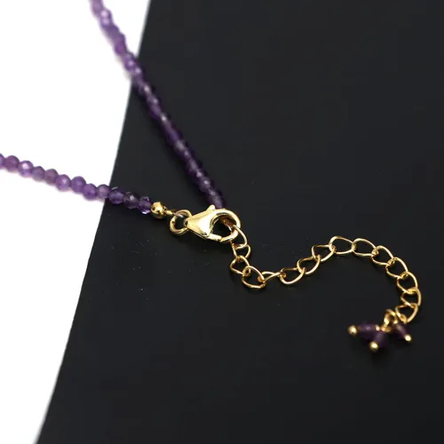 Vista 2 de Gargantilla con cuentas naturales, cuentas facetadas, collar de piedra natal, cristal curativo de energía, regalo para ella, joyería de plata de ley