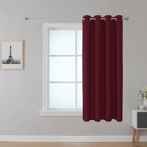 Vista 10 de Cortina opaca ignífuga, ojales en la parte superior, certificación NFPA 701, resistente al fuego para aula/dormitorio, 1 panel, negro, 42 x 63
