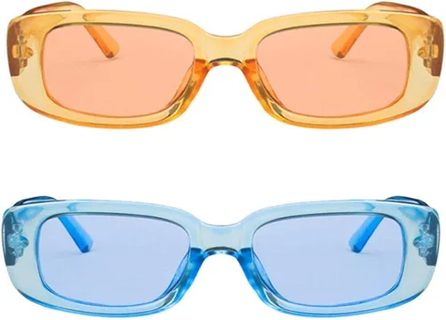 Vista 2 de ENTHYI Gafas de sol rectangulares para mujer gafas de sol retro de los años 90 marco cuadrado estrecho protección UV400