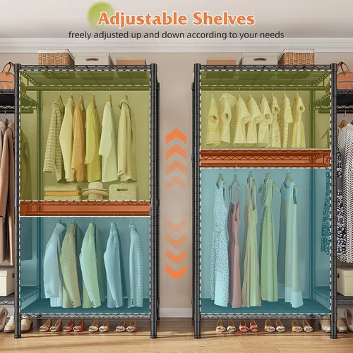 Vista 5 de Raybee Perchero en forma de L para esquina, percheros para colgar ropa, 900 libras, perchero resistente para ropa, 74.5 pulgadas de ancho x 18 Negro