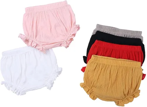 Vista 4 de HAOLUKI Pantalones cortos básicos de algodón y lino para recién nacidos pantalones cortos de polipropileno