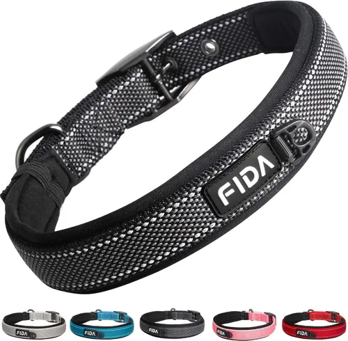 Vista 2 de Fida Juego de collar de perro de 14.5 a 19 pulgadas con correa de perro de 5 pies, juego de correa y collar resistente para perros medianos