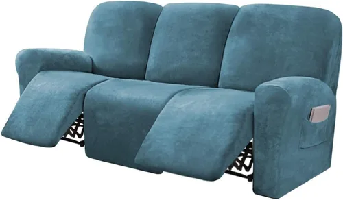 Vista 15 de Funda para sofá reclinable de 8 piezas, terciopelo elástico para sofá reclinable de 3 plazas, funda suave y gruesa para sofá reclinable, protector
