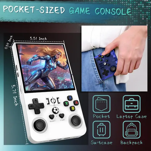 Vista 6 de R36MAX - Consola de juegos portátil, más de 40000 juegos, consola de juegos retro, tarjeta TF de 256 GB, mini arcada de video retro, 4000 mAh