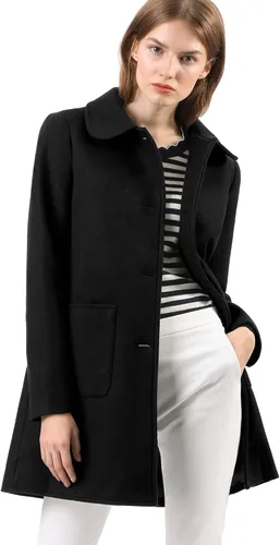 Vista 2 de Allegra K Gabardina de invierno de un solo pecho para mujer