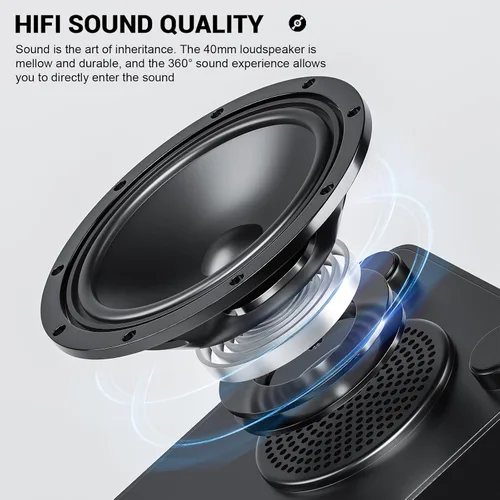 Vista 7 de Docooler Altavoz Bluetooth retro, reproductor de discos de vinilo, receptor Bluetooth integrado y altavoces estéreo, altavoces Bluetooth portátiles