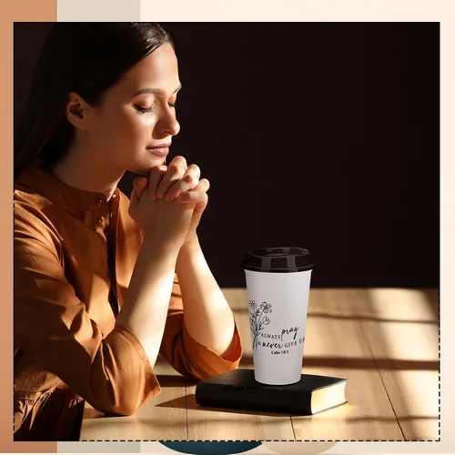 Vista 6 de 12 vasos de plástico con versículos de la Biblia, 16 onzas Negro/Blanco