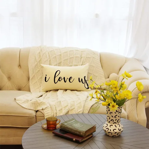Vista 5 de Ogiselestyle Fundas de almohada de granja con frases I Love Us de 12 x 20 pulgadas, fundas de almohada lumbares decorativas para el hogar, funda