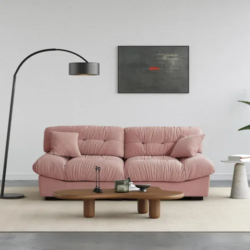 Vista 5 de Sofá modular profundo de 89 pulgadas, sofás minimalistas con cojín grueso, cómodo sofá de pana con dos almohadas para sala de estar, apartamento