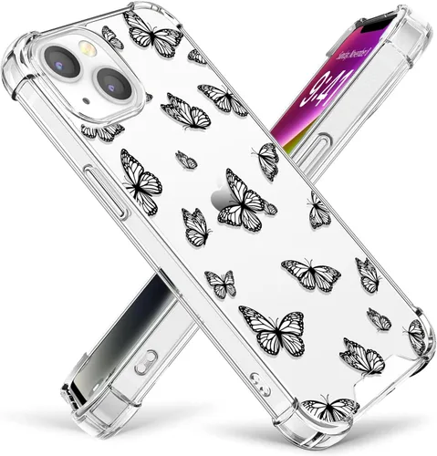 Vista 39 de OOZ Funda de cristal para iPhone 11 Pro (2019) de 5.8 pulgadas, bonita funda protectora transparente, seductor patrón de mariposa morada, suave a